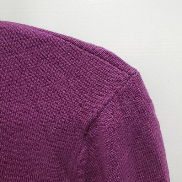 Audrey & Grace Women's Purple Silk Blend Rosette LS Button Up Knit Cardigan Sz S - Picture 2 of 7